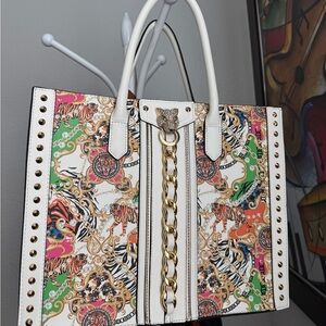 Aldo Multicolor Tote with Gold Chain Detail